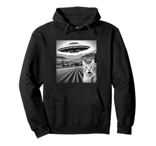 Funny Cat Selfie UFO UAP Aliens Extraterrestre Rencontre Sweat à Capuche