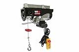 Warrior Winches Electric Hoist 240V 500kg with Wired Hand Remote Control, 18m Steel Cable, Overhead Lifting, Electric Pulley System, Power In & Out Motor, Ideal for Garage, Warehouses