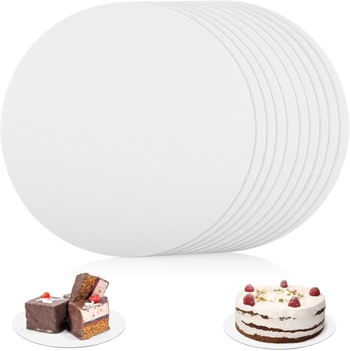 Yimomoyi 10 Pcs Round Cake Boards, 12 Inch, White, 3mm Thick, Reusable for Cake, Cookie or Pizza, Wedding, Birthday Party