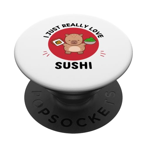 Kawaii Capybara Adoro davvero il sushi PopSockets PopGrip Intercambiabile