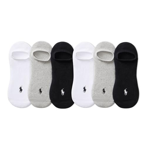 POLO RALPH LAUREN Athletic Performance Cotton Low Cut Socks - 6 Pair Pack - Moisture Wicking Mesh