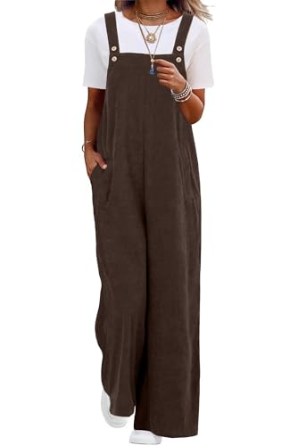 Lepunuo Womens Corduroy Jumpsuits Casual Rompers for Women Overalls Loose Fit Winter Jumpsuit 2025 Fashion Overall