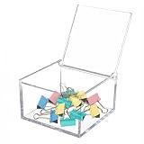 KissYou Acrylic Box with Lid Clear Storage Contanier Coffee Pod Holder Organizers Accessories Clear Hinged Lid Box