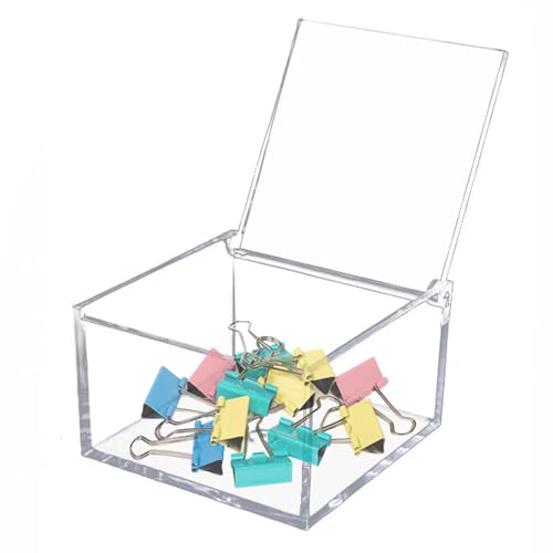 LOVPLAY Acrylic Box with Lid Kitchen Storage Stackable Freezer and Fridge Organizer Lidded Bin Clear Display Case Gift Wrap Box with Hinge Lid