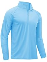 TACVASEN Herren 1/4 Zip Langarmshirts UV-Shirts Outdoorshirts Sonnenschutz Running Shirts Sommer für Männer, Wasserblau, L