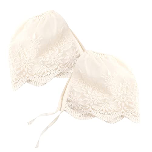 Bonnet pour bébé fille en dentelle beige pour baptême, mariage et séances photo de naissance