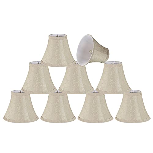 Image of Aspen Creative 30077-9A, Bell Clip-On Chandelier Lamp Shade, Beige, 3 inch Top x 6 inch Bottom x 5 inch Slant Height, Set of 9