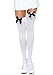 Leg Avenue Women's Opaque Thigh High Stockings With Chiffon Ruffle And Satin Bow, White/Black, One Size