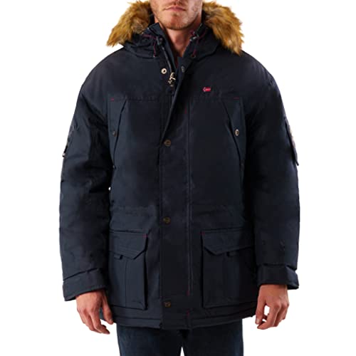 Geographical Norway Abiosaure Men Distribrands - Chaqueta Impermeable Hombre - Abrigo Piel Grueso Capucha Exteriores - Chaqueta Cortavientos Invierno Forro...