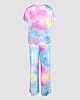 CHICME Womens Pajamas Sets 2 Piece Short Sleeve Lounge Set Printed Loose Pants Pj Sets Loungewear Set Ombre Multicolor-XL #4