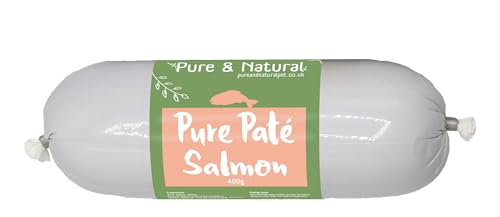 Pure & Natural Wet Dog Food Pate Chub Roll - Smooth, High Protein, Moist, Grain Free Dog Food Wet Recipe Pet Food for All Breeds - Salmon, 800g