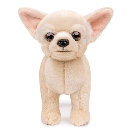 lilizzhoumax Chihuahua-Plüschtier, 26 cm, realistische Simulation, Stofftierwelpe, niedlich, superweich, Heimdekoration, Weihnachten, Geburtstagsgeschenk, für Jungen, Mädchen, Kinder, Gelb