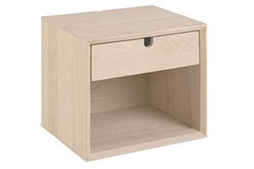 AC Design Furniture Lena Mesilla de Noche de Roble, Blanco, L: 32 x W: 37 x H: 33 cm, 1 Unidad