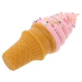 HAWILLOSCH Realistisches Künstliches Eiscreme Modell Eistüte Dekoration Wiederverwendbar für Schaufenster Fotografie Requisit Desktop Deko Langlebig und Detailgetreu Rosa Eiswaffel