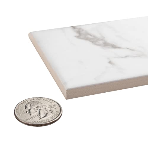 Somertile Classico Carrara Matte Bullnose 3" X 6" Ceramic Wall Trim Subway Tile #TOP1