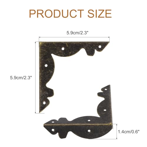 Image of uxcell 30pcs Vintage Corner Protector 2.3 inchx2.3 inchx0.6 inch Decorative Metal Edge Corner Protectors Brackets with Mounting Nails for Box Wooden Case Chest Table Desk Bronze