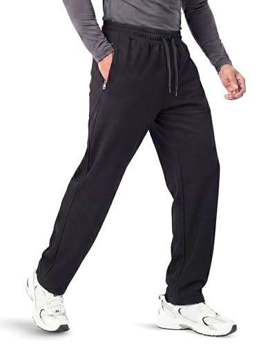 Image of Fflirtygo Mens Straight Fit Track Pants with Zip Pockets | Cotton Joggers Gym | Lower for Men | Sweatpants Sizes Upto 6XL