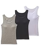 [ニッセン] インナー タンクトップ セット 3枚組 カップ付 綿100% ソフトカップ レディース 大きいサイズ 大きいサイズ 肌着 白+杢グレー+黒 3L