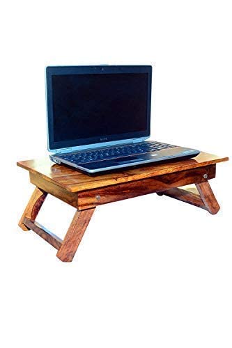 Wooden Laptop Table Foldable for Bedroom | Table for Reading Eating Study | Sheesham Wood, Natural Teak Finish
