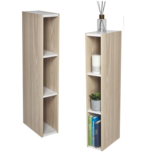 Iris Ohyama Estantería Espacio Ahorrador de 3 Niveles Extra Delgado, Marrón Claro, Ajustable, Multiuso, Modular, para Sala, Oficina, Habitación, Organizadora, Librería, Montaje Fácil, UB-9015