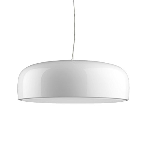 DINGGU Modern Bowl Pendant Light Fixture for Dinner Room Bedroom Living Room W19"XH6.3" White