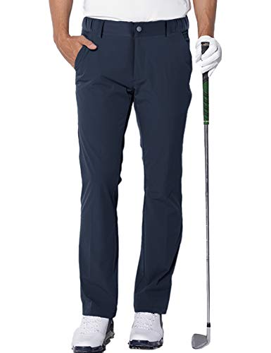 Pantalon Golf Homme Extensible Imperméable Pantalon Homme Slim Stretch Coupe Droite Sports Golf Pants Taille élastique avec 4 Poches Bleu Marine XL