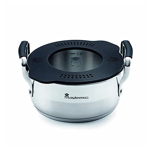 Cacerola 16Cm Acero Inox Inducción C/Tapa En Oferta Masterpro Smart | Cacerola De Cocina De 16 Cm | Con Triple Capa De Acero Inoxidable Y Aluminio Forjado | Con Asas Ergonómicas | Cazuela De Cocina | Para Todo Tipo De Cocinas