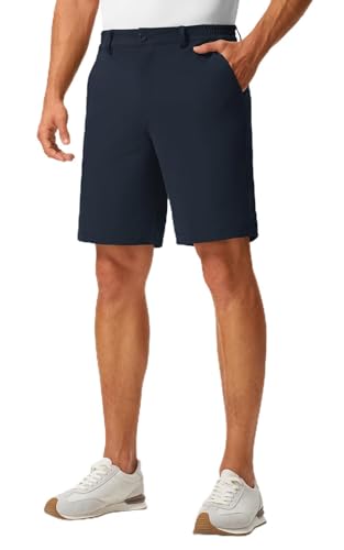 Rdruko Mens Golf Shorts 9" Lightweight Summer Quick Dry Stretch Fit Casual Flat Front Dress Shorts with 5 Pockets(Navy Blue 34)