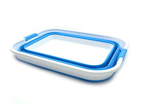 Sammart 42L(11 Gallon) Collapsible Plastic Laundry Basket-Foldable Pop Up Storage Container/Organizer-Portable Washing Tub-Space Saving Basket,Water Capacity 34L(9 Gallon) (1, Sky Blue) #TOP2