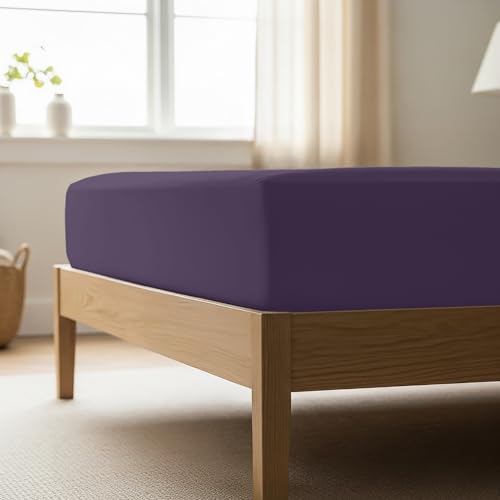 Mellanni King Fitted Sheet - Iconic Collection Bedding Sheets with up to 16 inch Deep Pocket - Soft & Cooling - Fade & Stain Resistant - 1 PC (King, Purple)