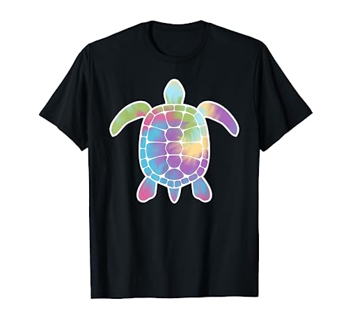Home 7 Turtle in White with Tie Dye Pattern T-Shirt