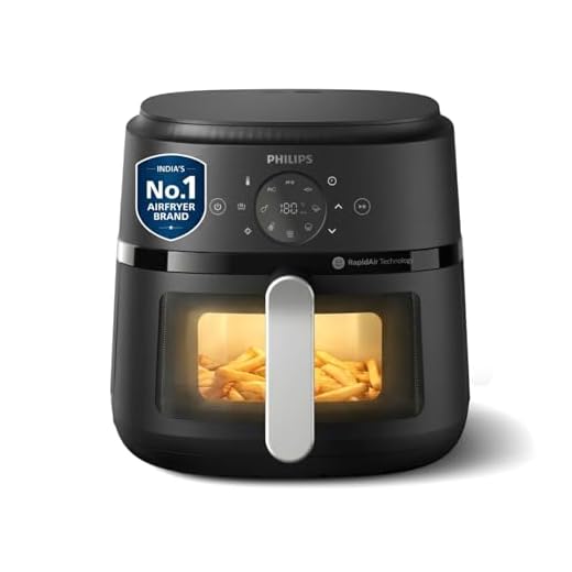 PHILIPS Air Fryer NA231/00 with touch panel, uses up to 90% less fat, 1700W, 6.2 Liter, with Rapid Air Technology (Black),Cooking window, Extra Large