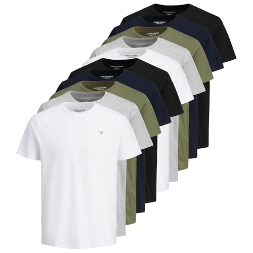 Lot de 10 t-shirts col rond homme en pur coton finitions logo premium