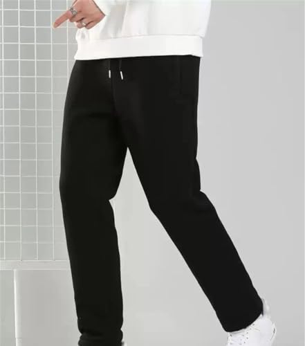 Men's Sweatpants Thick Warm Fleece Joggers Sportswear Zip Pockets Cotton Track Pants3