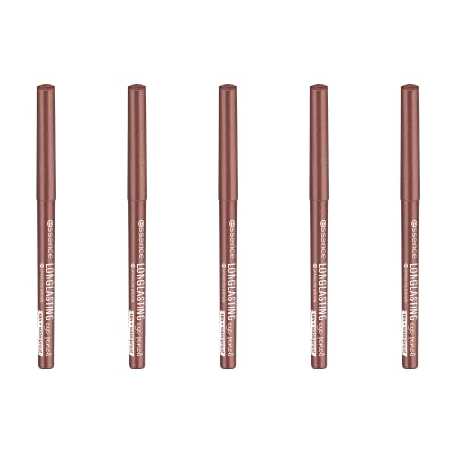 Image of essence Long-Lasting Eye Pencil, Kajal, No. 35 Sparkling Brown, Long-Lasting, Colour-Intensive, Vegan, Waterproof, Microplastic Particle-Free, Pack of 5 (5 x 0.28 g)