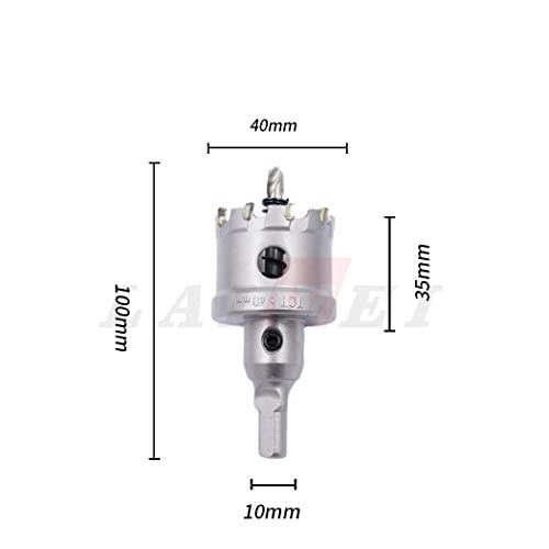 Hole Saw T.C.T Carbide Heavy Duty LAIWEI Industrial Grade Stainless Steel Hole Cutter¡ (1-9/16"40mm), Silver - Image 2