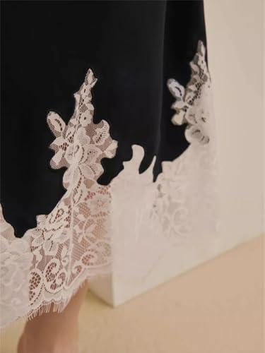 Womens Lace Patchwork Satin Midi Skirt Skirt for Women Daily Office & Vacation Wear2