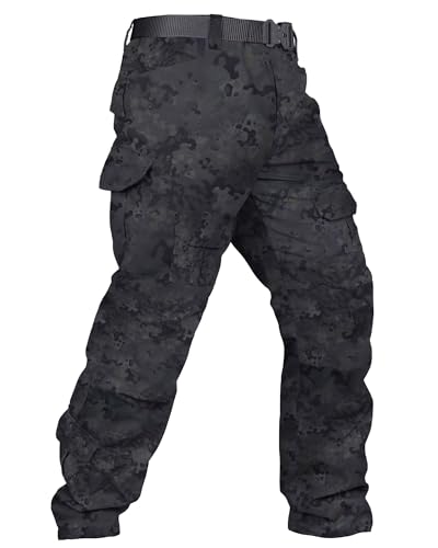 TRGPSG Men's Hiking Pants, Outdoor Lightweight Travel Pants Cargo Pants Work Pants for Men WG4F Dark Camo 34