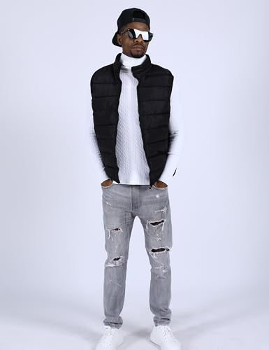 UANEO Men's Thicken Classic Sleeveless Stand Collar Solid Color Side Pockets Quilted Puffer Vest Outwear3