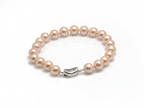 Preisvergleich Produktbild Schmuckwilli Südsee Tahiti Perlenarmband Muschelkernperlen Perlenarmbänder aus Echte Muschel Hochwertige Modeschmuck für Damen rosa 20cm mb0009-20 (8mm)