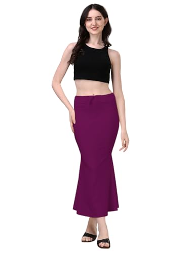 Image of Women's Saree Shapewear Petticoat, Cotton Blend Stretchable Mermaid Skirt, High Waist Tummy Control, Smooth Curve Fit with Adjustable Drawstring