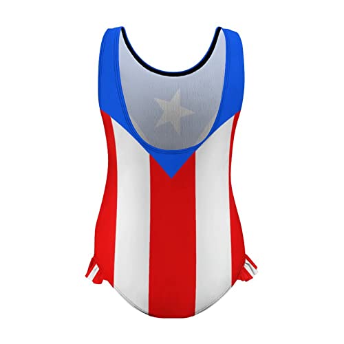 Linkasi Puerto Rico Flag Girls One Piece Swimsuit Quick Dry Beach Resort Swimsuit Set 6-12Y (150cm)2