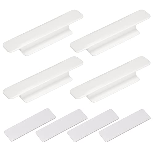 QUARKZMAN 4uds Autoadherentes Manijas, Blanco Plástico Autoadhesivo Instantáneo Cajón Manijas Tiradores para Baño, Ropero, Armario, Tocador, Ventana (110mm/4,33' Longitud)