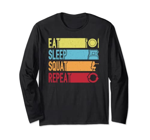 Regalo de entrenamiento diario Vintage Eat Sleep Squat Repeat Gym Manga Larga