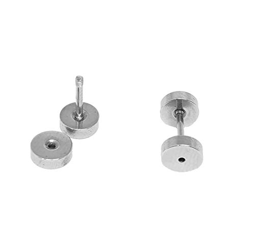 Brinco Masculino Falso Alargador 6mm Aço cor Prata - PAR