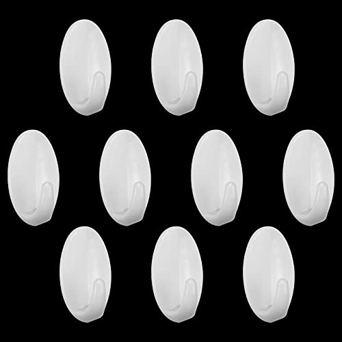 wocpvm 10 Pièces Crochet Adhésif Blanc Ovale Crochet Adhésif 3M pour la Cuisine, le Salon et le Bureau Cover