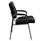 Flash Furniture Haeger Beistellstuhl/Chefsessel aus Leder, mit titangrauem pulverbeschichtetem Gestell, Schwarz