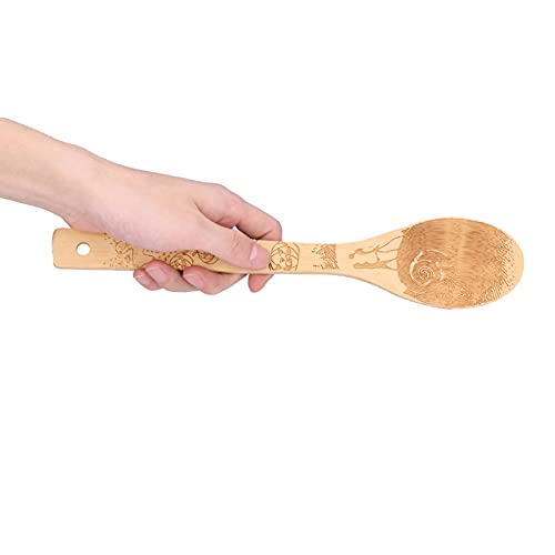 Bamboo Spoon, Strong Personalized Graffiti Cookware Spoon Set Beautiful Safe for Kitchen Accessories for Home for Resturant for Cooking Tools