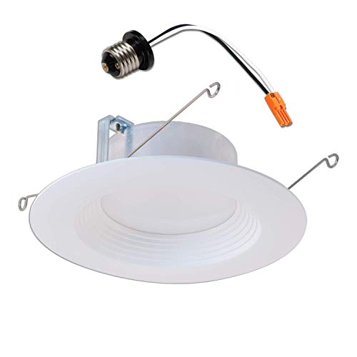 Image of Halo LT 5 in / 6 in White Integrated LED Recessed Ceiling Light Retrofit Trim 6-Pack 3000K Soft White 600 Lumens Wet Location Listed Energy Star Certified Air-Tite