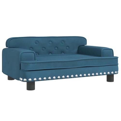 vidaXL Kindersofa, Couch für Kinder, Kindercouch mit runden Kanten, Kindersessel Minisofa Polstersofa Kindermöbel Sofa Kinderzimmer, Blau Samt